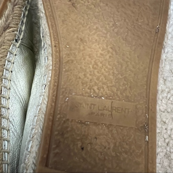 Saint Laurent YSL Logo Espadrille Flat in Silver size 36.5 - Picture 9 of 9